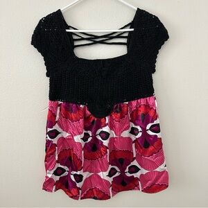 ALYX Crochet Satin Babydoll Top Women’s M Y2K 90s Boho Back Pink Whimsy Fairy